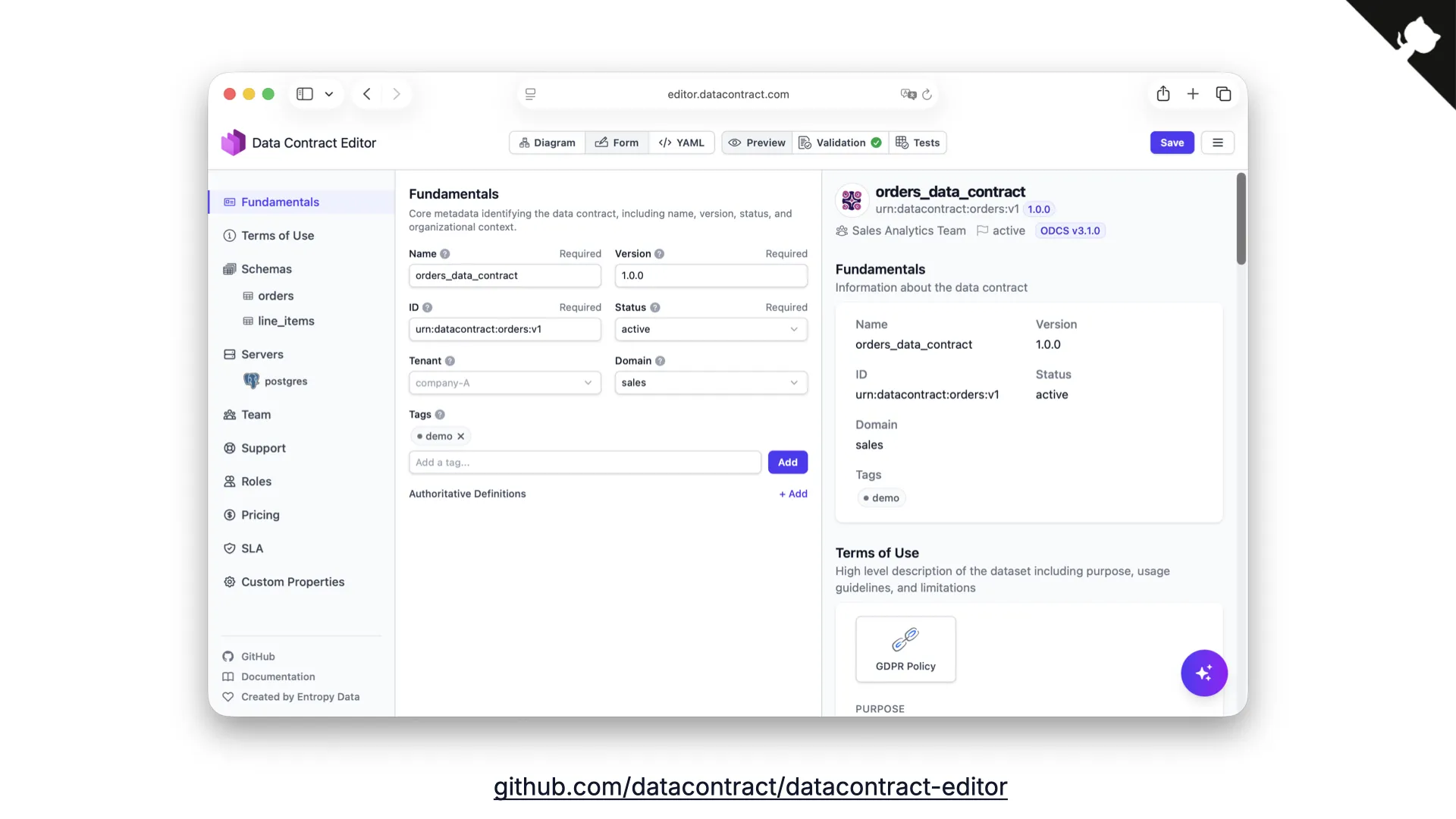 Slide 27: Data Contract Editor
