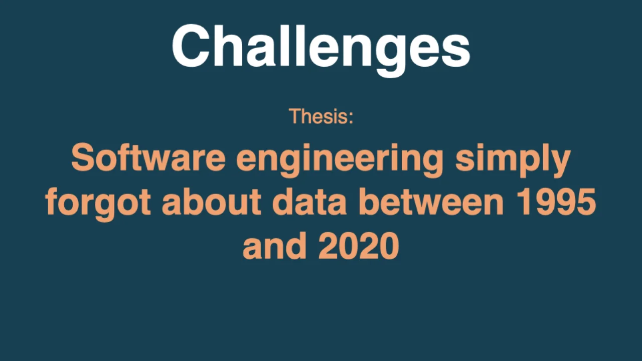 Thesis: Software engineering simply forgot about data between 1995 and 2020