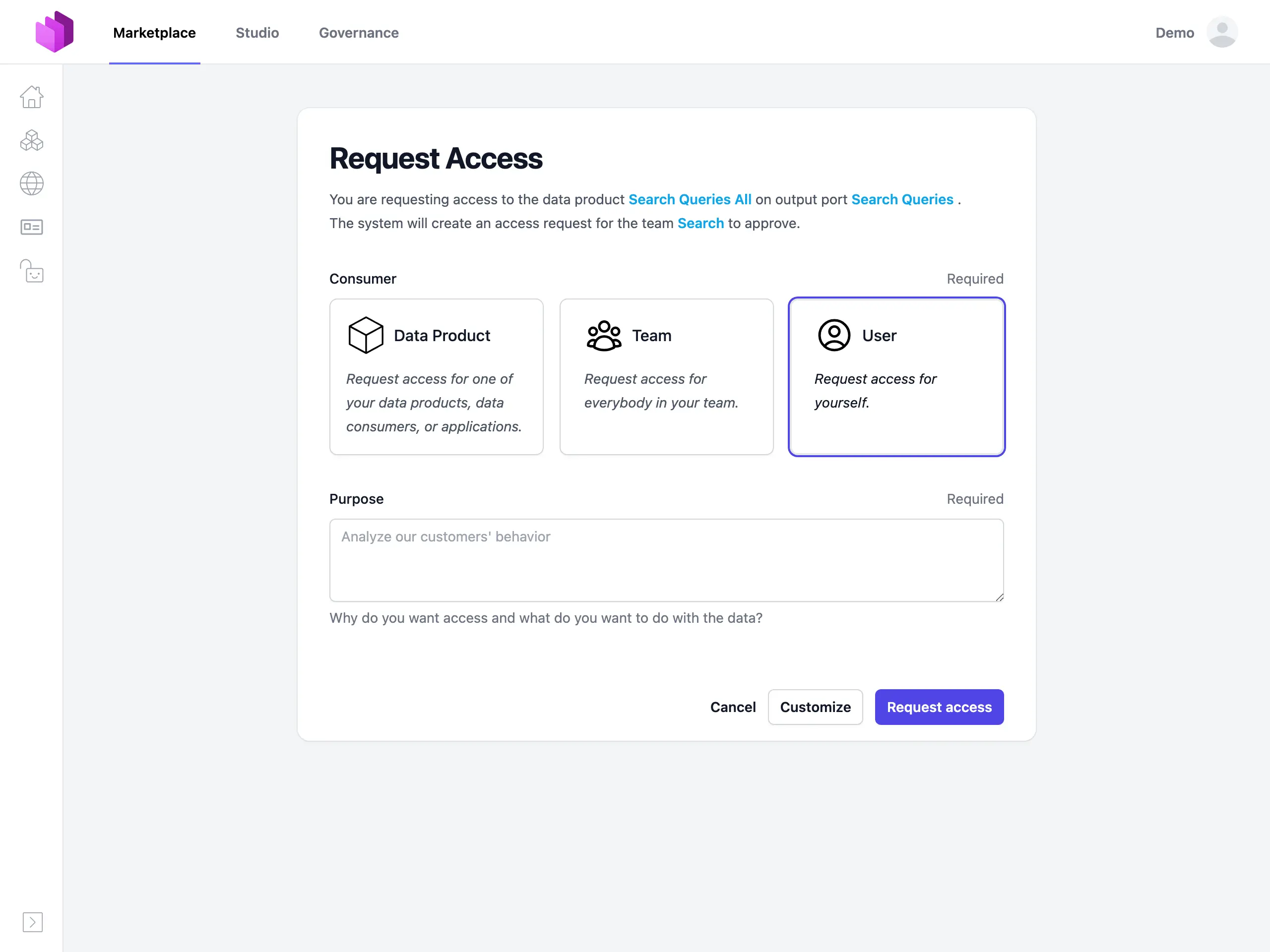 A self-service request and approval workflow